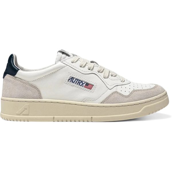 Autry Medalist Leather Low White Blue Beige