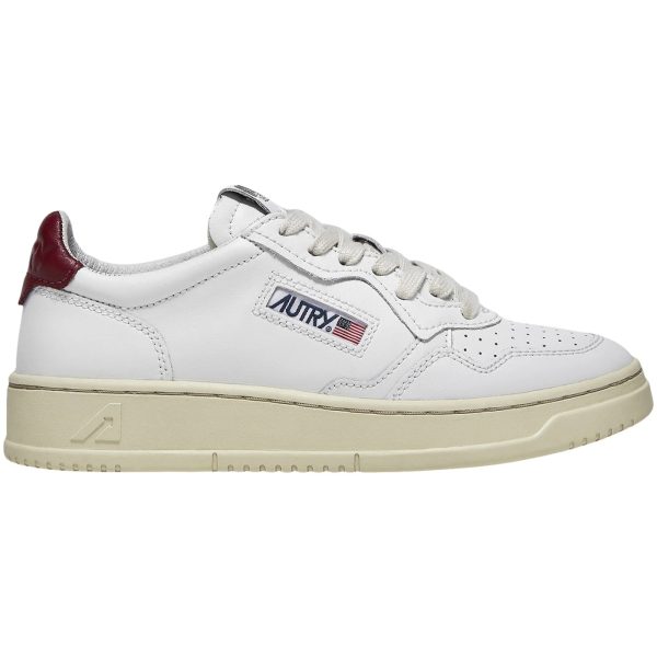 Autry Medalist Leather Low White Bordeaux (Womens)