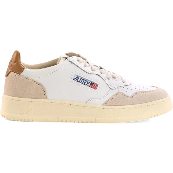 Autry Medalist Leather Low White Brown Sugar