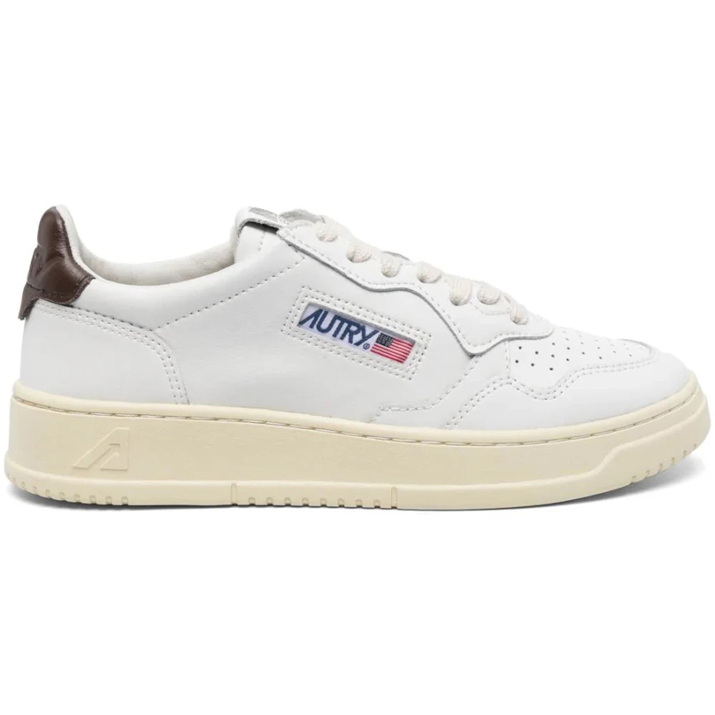 Autry Medalist Leather Low White Brown Tab Womens 2