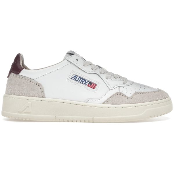 Autry Medalist Leather Low White Burgundy (Womens)