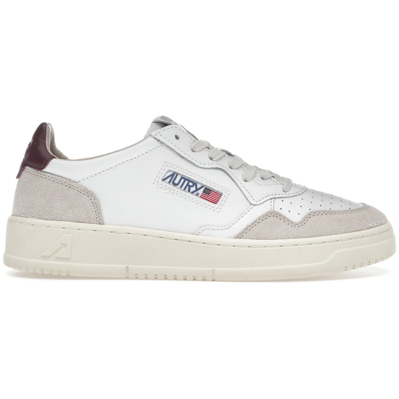 Autry Medalist Leather Low White Burgundy Womens 2