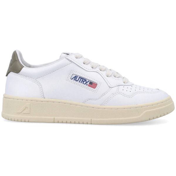 Autry Medalist Leather Low White Covert Green