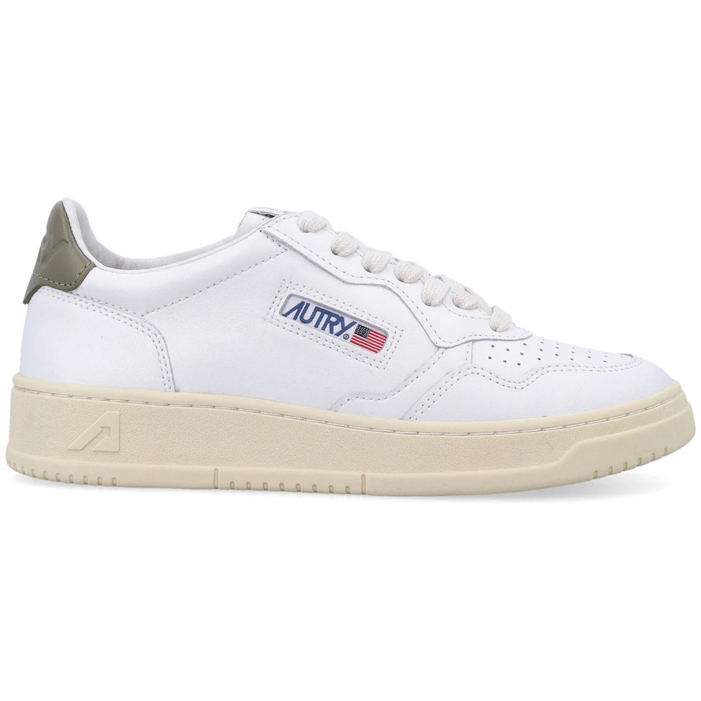 Autry Medalist Leather Low White Covert Green 2 Autry Medalist Leather Low White Covert Green 3