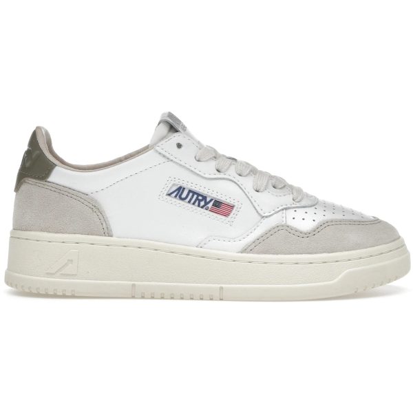 Autry Medalist Leather Low White Covert Green Beige (Womens)