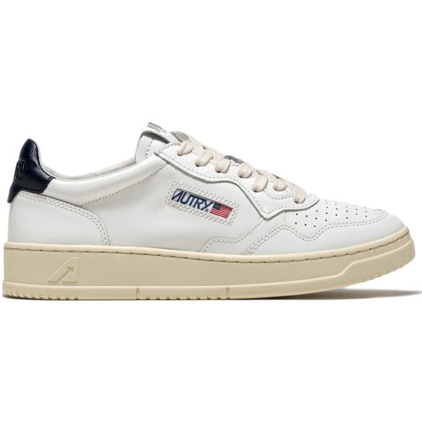 Autry Medalist Leather Low White Dark Blue (Womens)