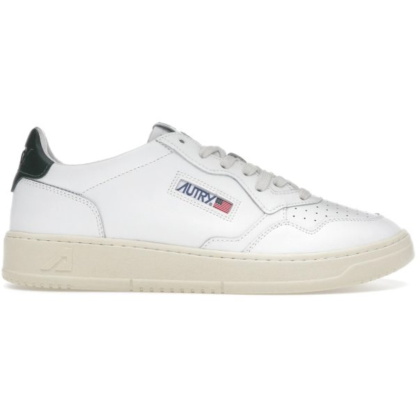 Autry Medalist Leather Low White Dark Green