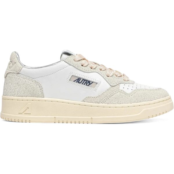 Autry Medalist Leather Low White Glitter (Womens)