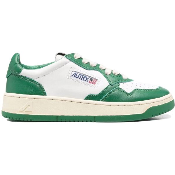 Autry Medalist Leather Low White Green (Womens)