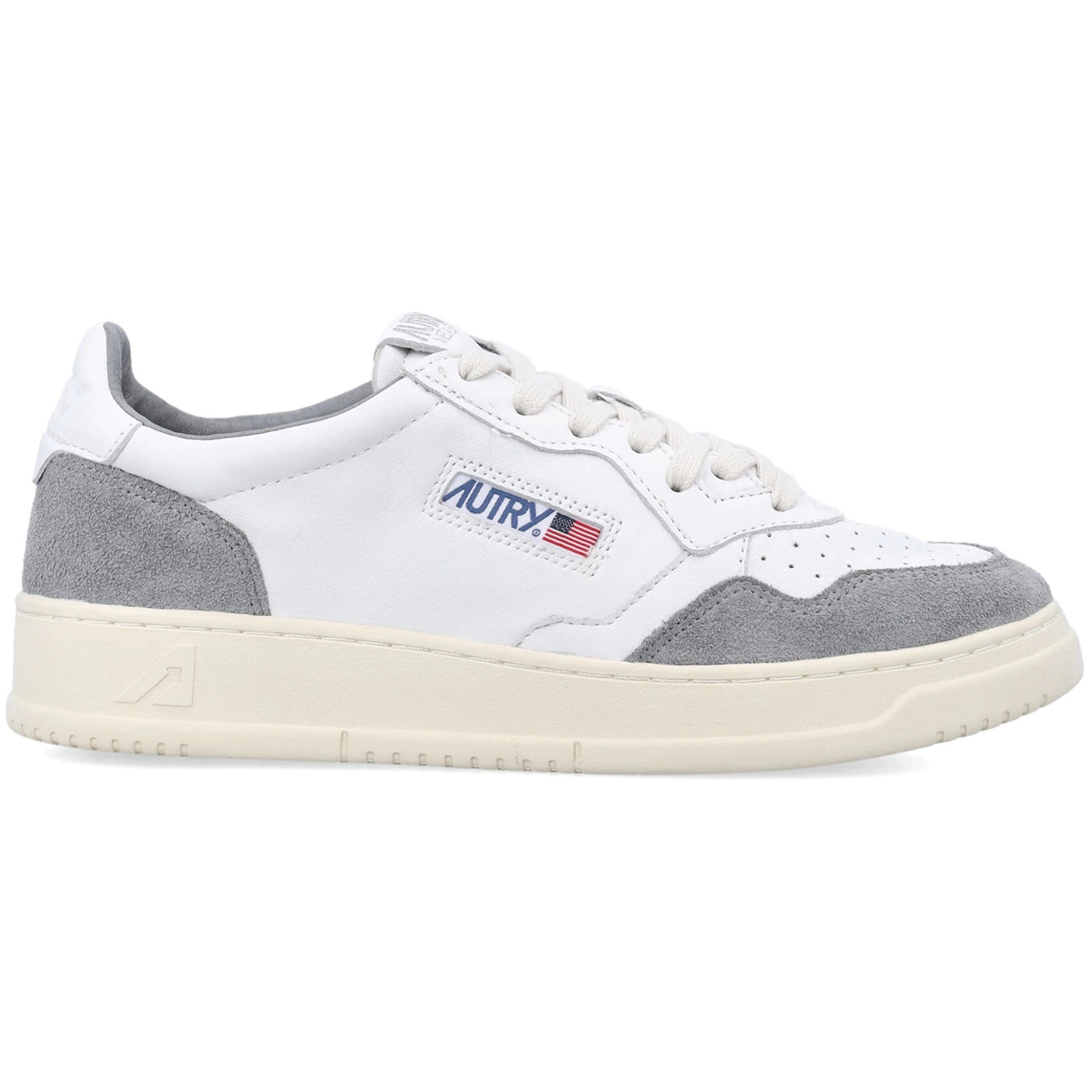 Autry Medalist Leather Low White Grey 1 Autry Medalist Leather Low White Grey 3