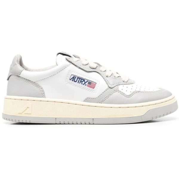 Autry Medalist Leather Low White Grey (Womens)
