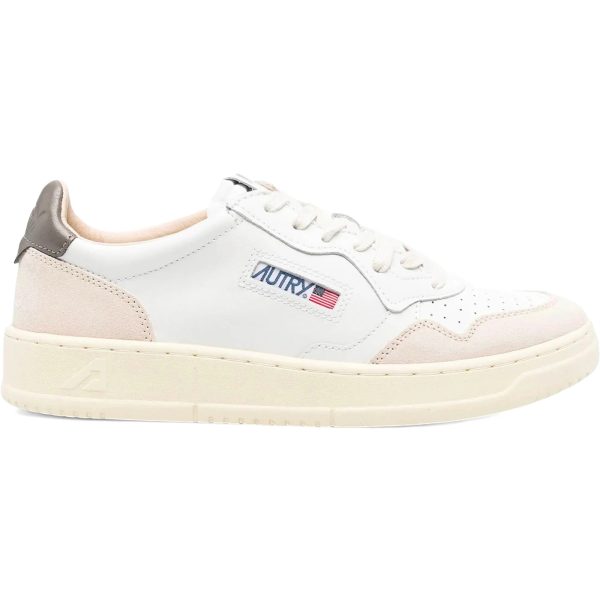 Autry Medalist Leather Low White Morel Suede