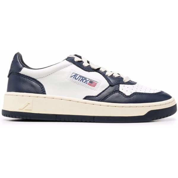 Autry Medalist Leather Low White Navy (Womens)