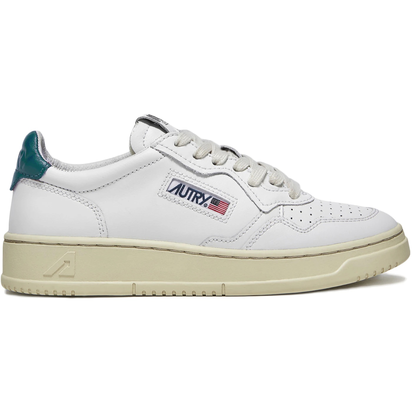 Autry Medalist Leather Low White Petrol Blue 1 Autry Medalist Leather Low White Petrol Blue 1