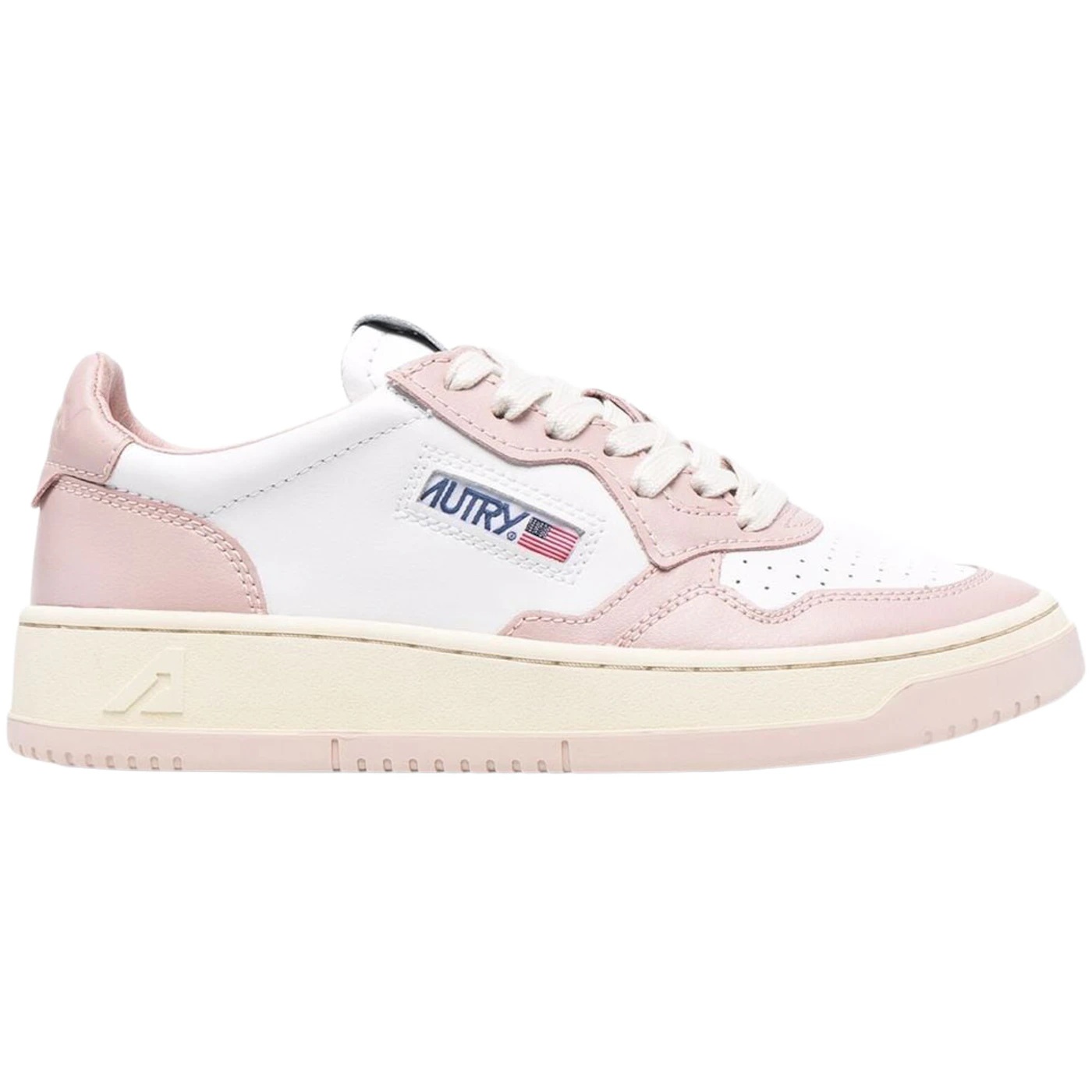 Autry Medalist Leather Low White Pink Cream (Womens) 2 Autry Medalist Leather Low White Pink Cream Womens 2
