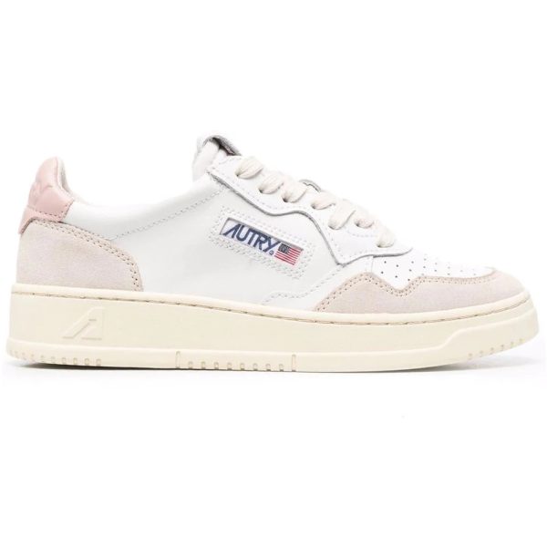 Autry Medalist Leather Low White Pink (Womens)