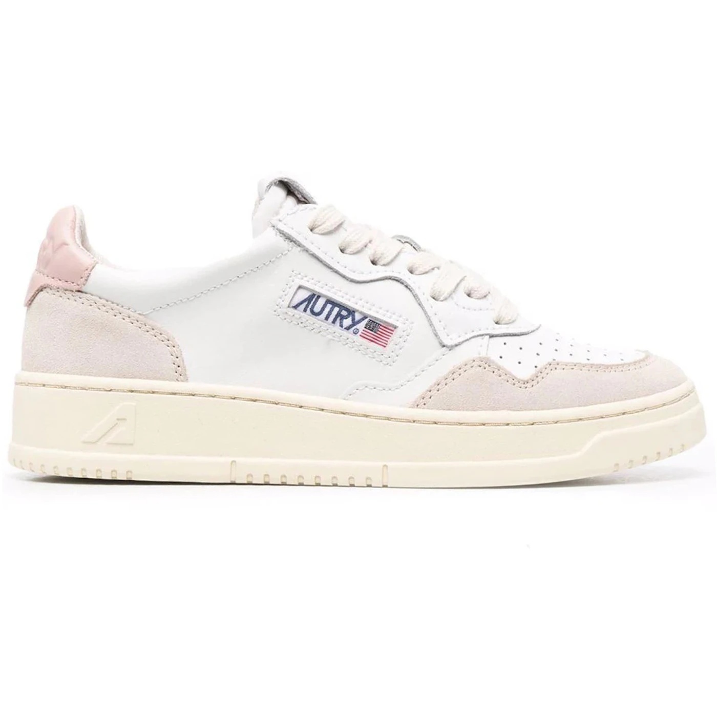 Autry Medalist Leather Low White Pink (Womens) 3 Autry Medalist Leather Low White Pink (Womens)