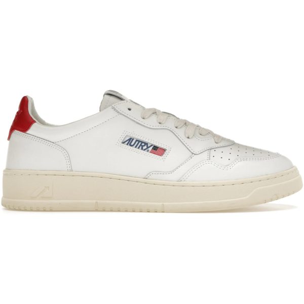 Autry Medalist Leather Low White Red