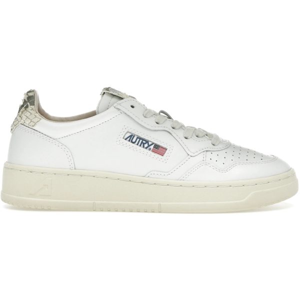 Autry Medalist Leather Low White Snake Diamond Print (Womens)