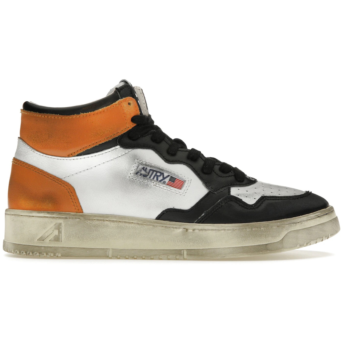 Autry Medalist Leather Mid Super Vintage White Black Orange 3 Autry Medalist Leather Mid Super Vintage White Black Orange