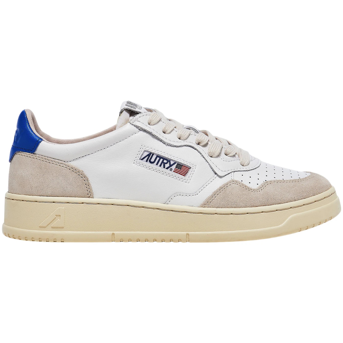 Autry Medalist Leather Suede Low White Azure Beige 1 Autry Medalist Leather Suede Low White Azure Beige 1