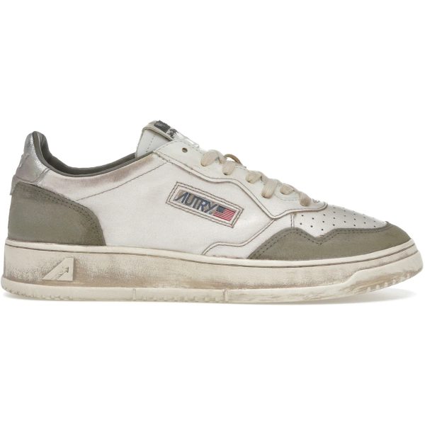 Autry Medalist Low Super Vintage White Silver Lizard