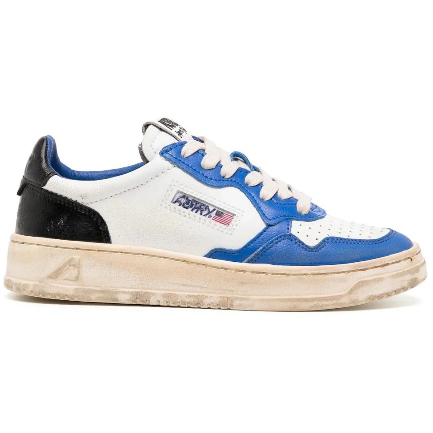 Autry Medalist Super Vintage Leather Low White Blue Black (Womens) 2 Autry Medalist Super Vintage Leather Low White Blue Black Womens 1