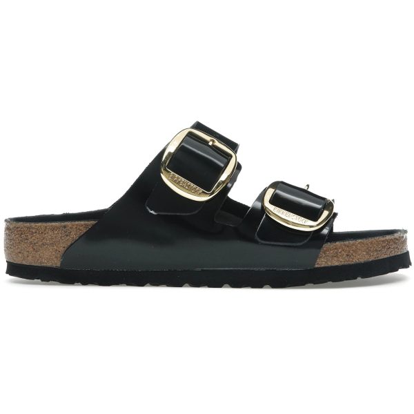 Birkenstock Arizona Big Buckle Natural Leather Patent Black Gold (Womens)
