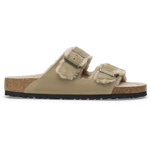 Birkenstock Arizona Shearling Suede Leather Taupe