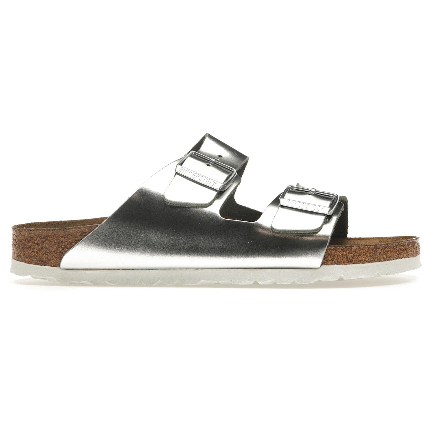 Birkenstock Arizona Softbed Metallic Silver (Womens) 1 Birkenstock Arizona Softbed Metallic Silver (Womens)