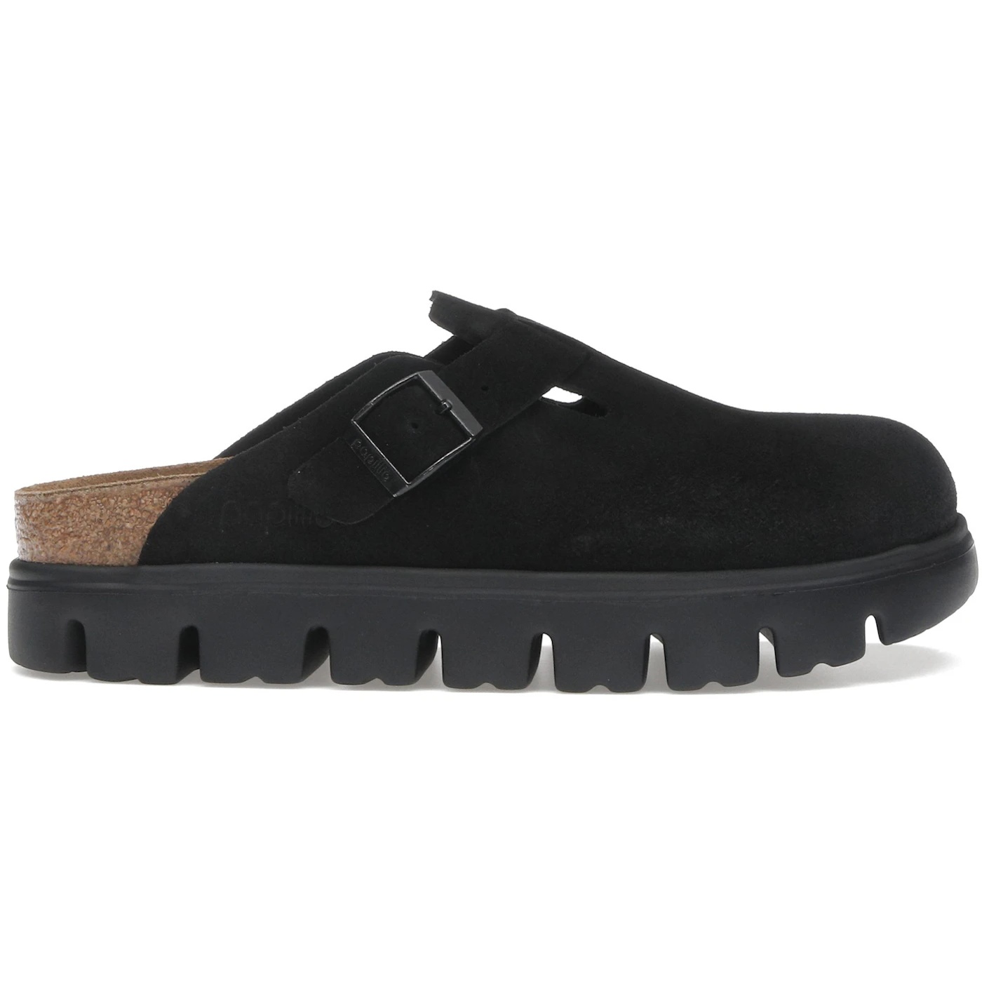 Birkenstock Boston Chunky Suede Black Black Sole Narrow Womens 1