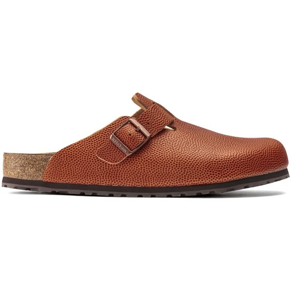 Birkenstock Boston Horween Embossed Natural Leather Ginger Brown