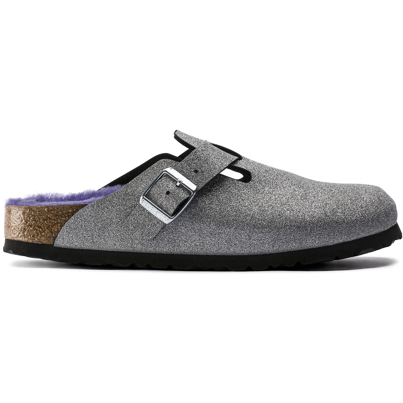 Birkenstock Boston Shearling Birko-Flor Glitter Dust Silver 2 Birkenstock Boston Shearling Birko Flor Glitter Dust Silver 2