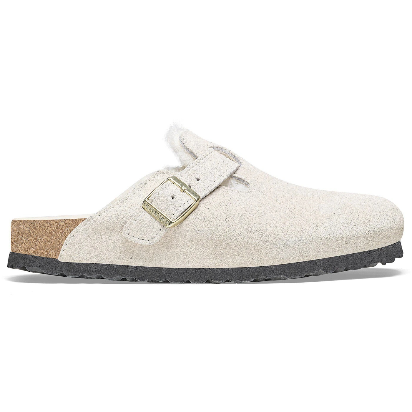 Birkenstock Boston Shearling Suede Leather Antique White 1