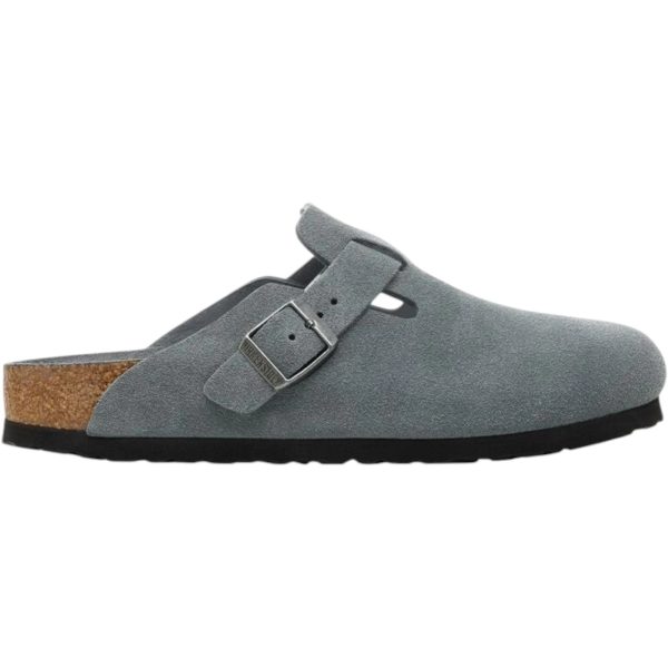 Birkenstock Boston Soft Footbed Suede Leather Basalt Gray Tonal