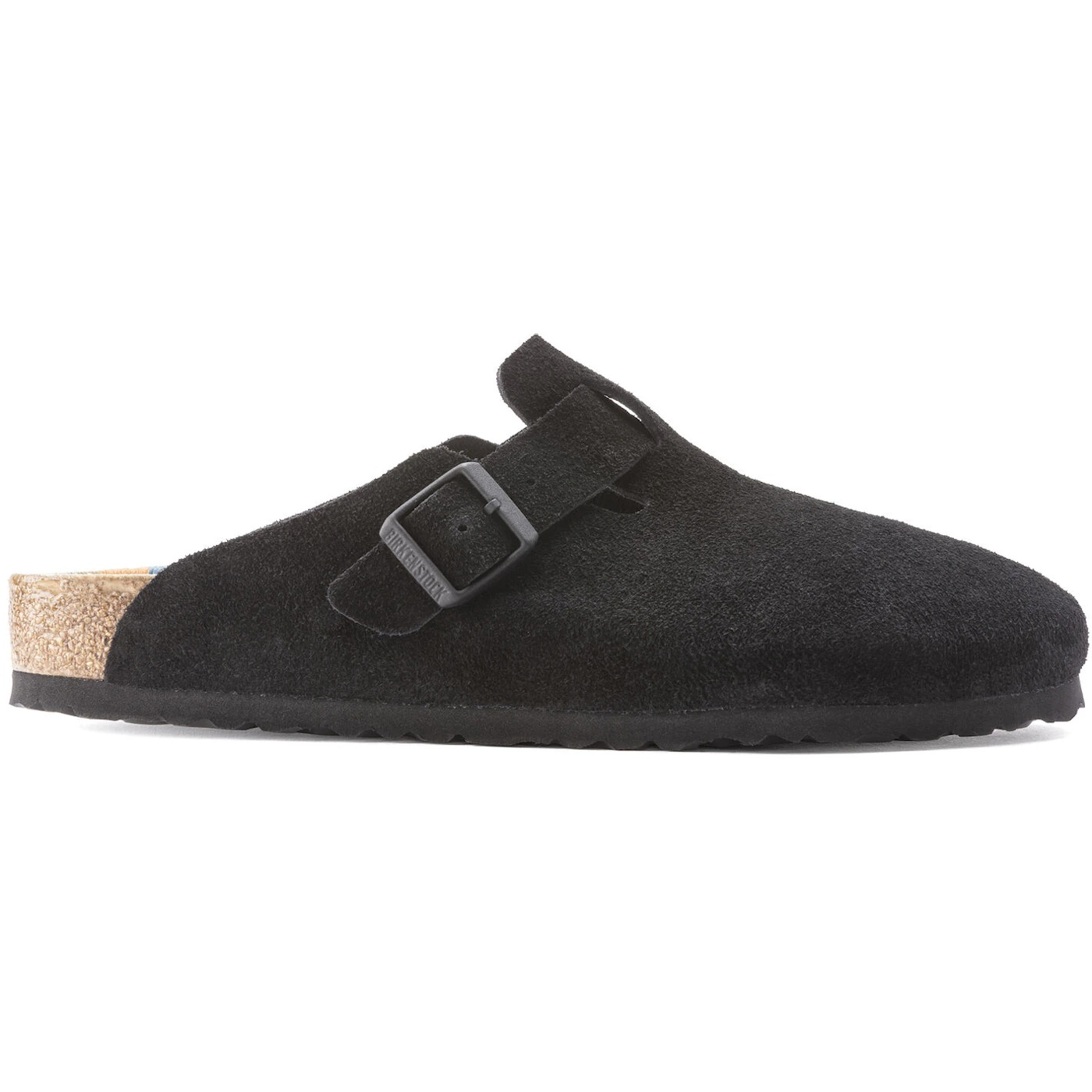 Birkenstock Boston Suede Black Pattern Footbed 1 Birkenstock Boston Suede Black Pattern Footbed 1