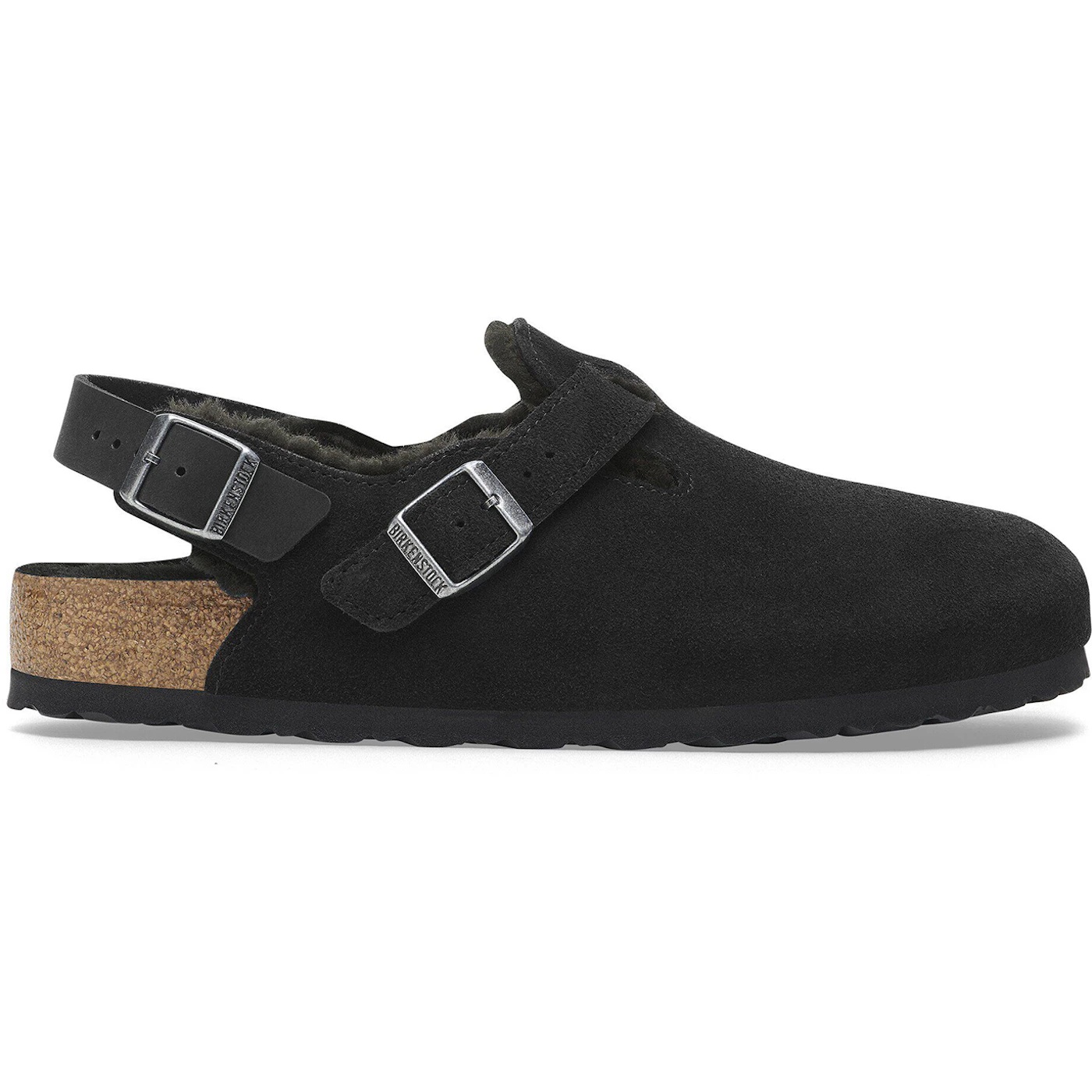 Birkenstock Tokio Shearling Suede Leather Black 1 Birkenstock Tokio Shearling Suede Leather Black 3