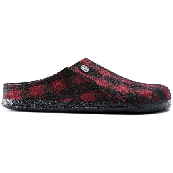 Birkenstock Zermatt Shearling Wool Felt Plaid Red
