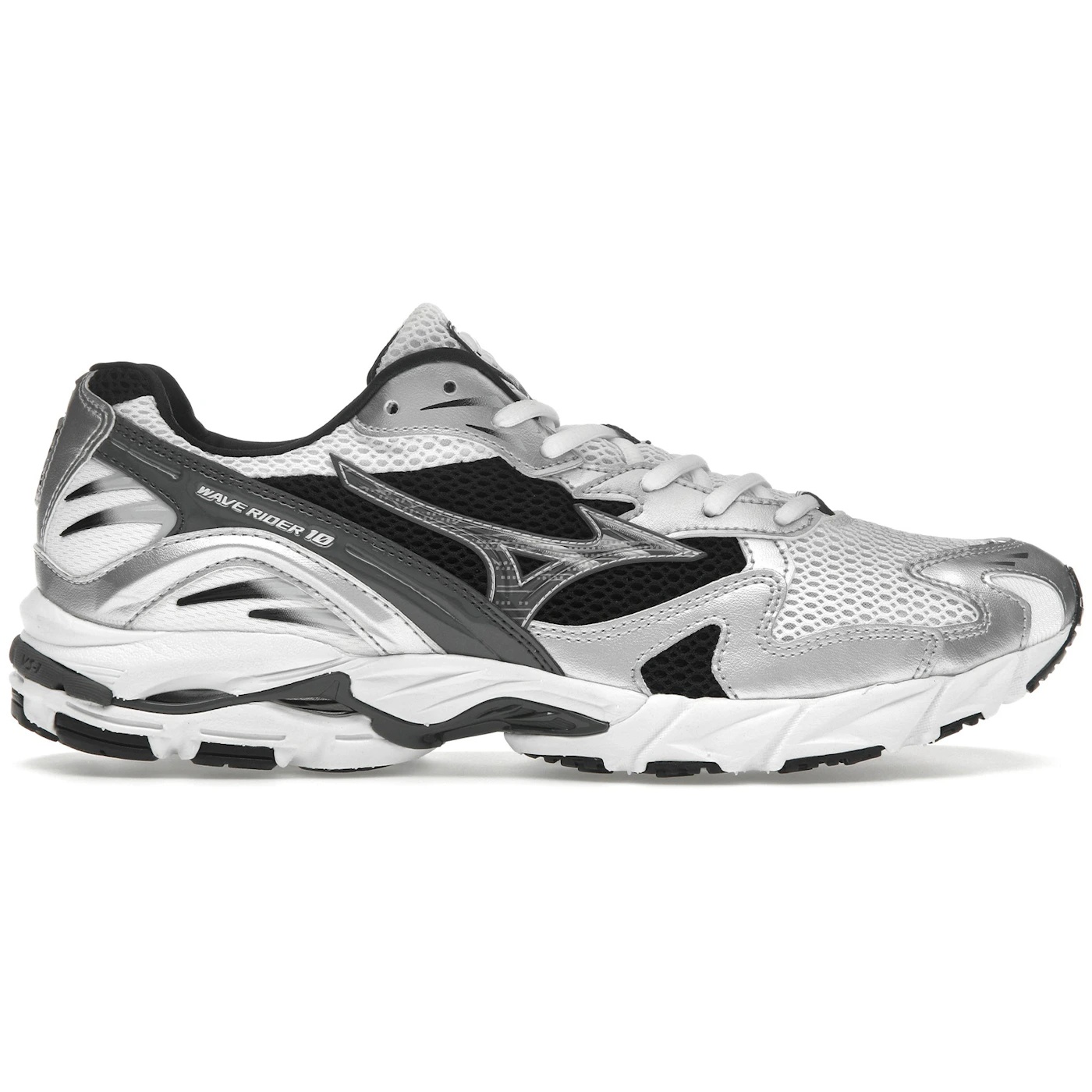 Mizuno Wave Rider 10 White Silver Black 3 Mizuno Wave Rider 10 White Silver Black