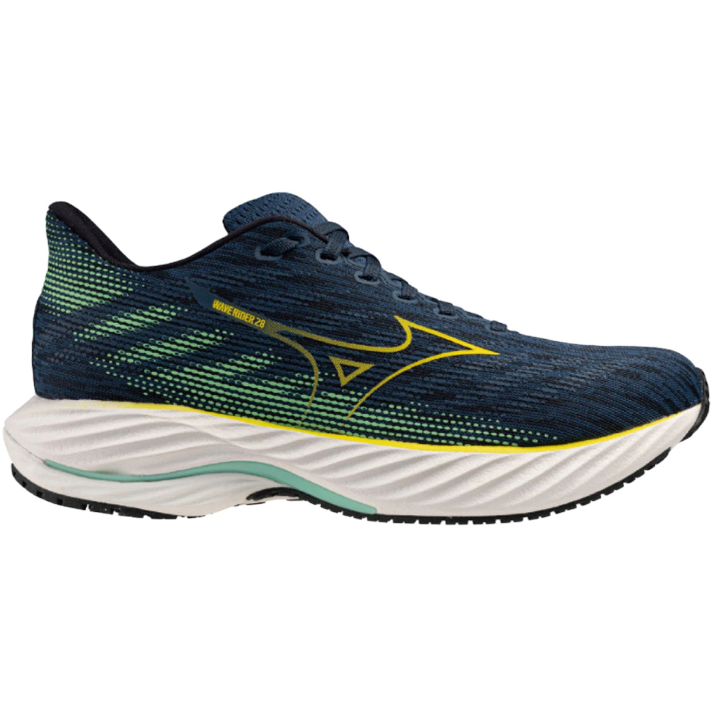 Mizuno Wave Rider 28 Navy Green Yellow 1 Mizuno Wave Rider 28 Navy Green Yellow 1