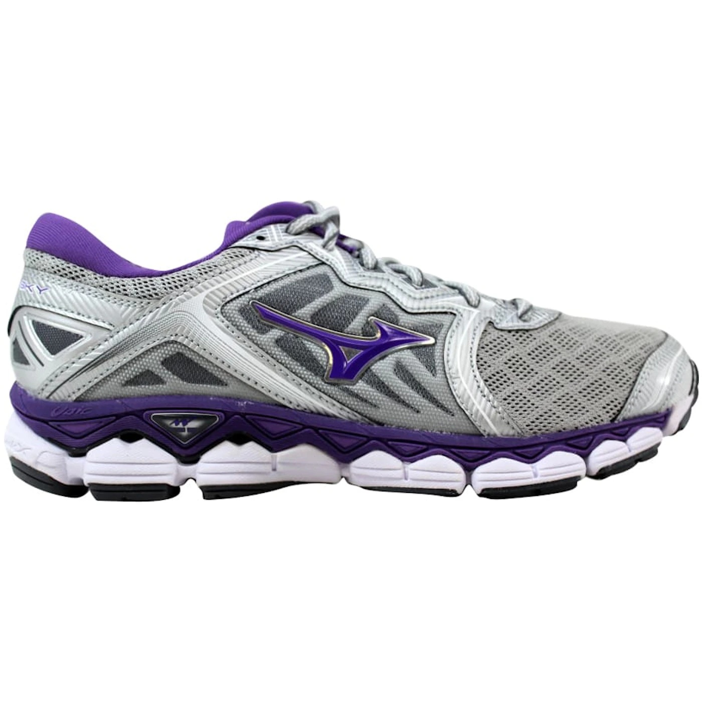 Mizuno Wave Sky Grey/Purple-White (Womens) 1 Mizuno Wave Sky GreyPurple White Womens 2