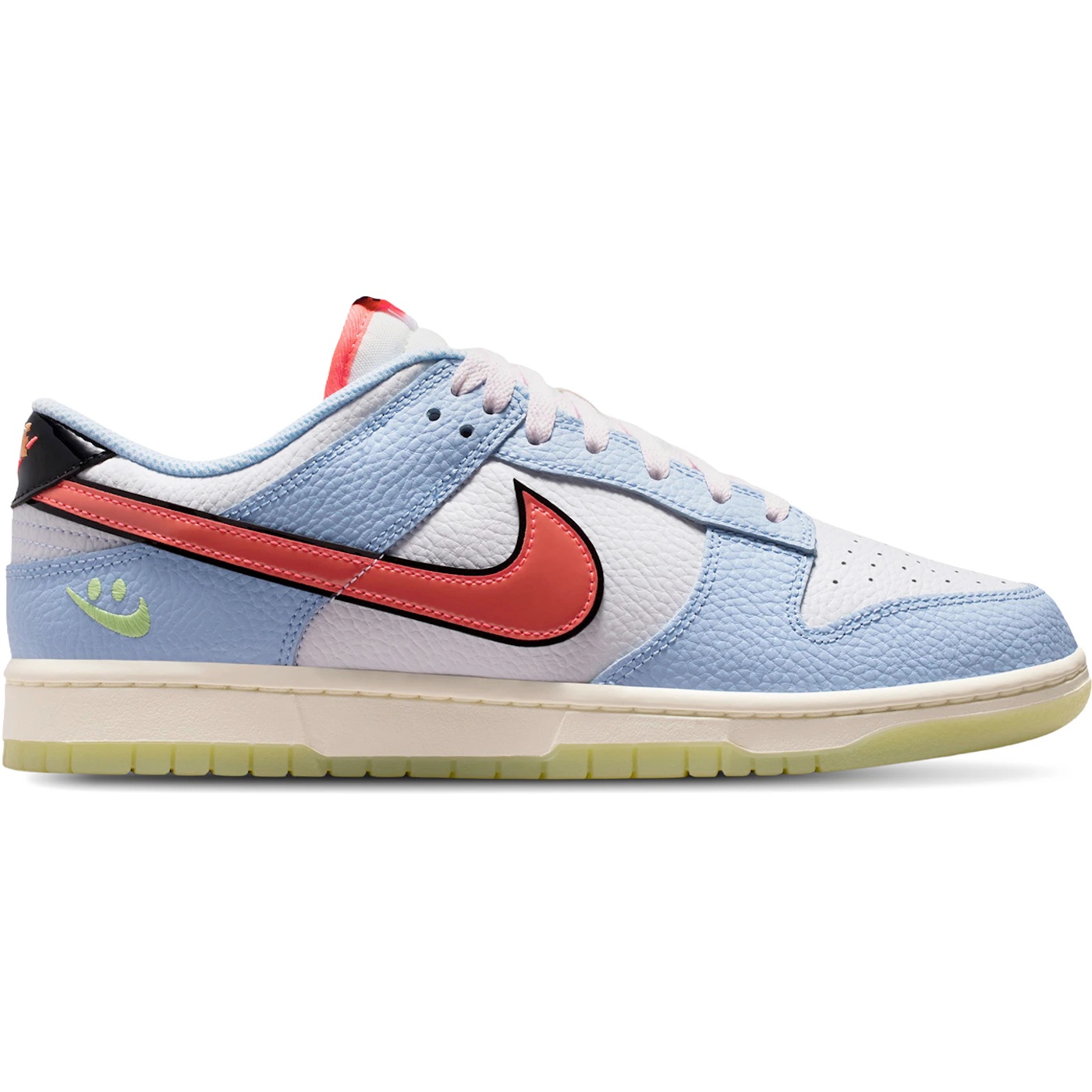 Nike Dunk Low Smiley Swoosh White Hydrogen Blue Crimson 1 Nike Dunk Low Smiley Swoosh White Hydrogen Blue Crimson 2