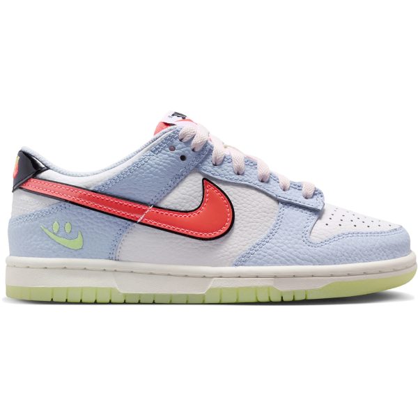 Nike Dunk Low Smiley Swoosh White Hydrogen Blue Crimson (GS)