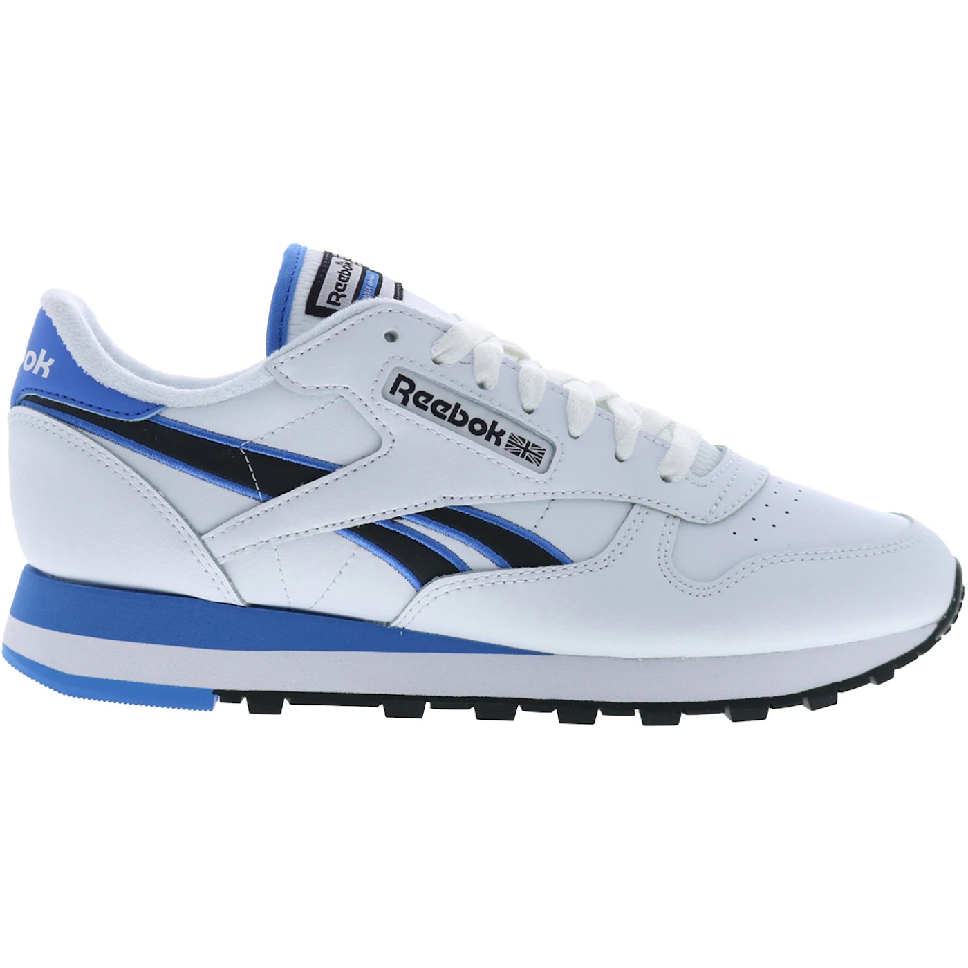 Reebok Classic Leather White Kinetic Blue Black 3 Reebok Classic Leather White Kinetic Blue Black