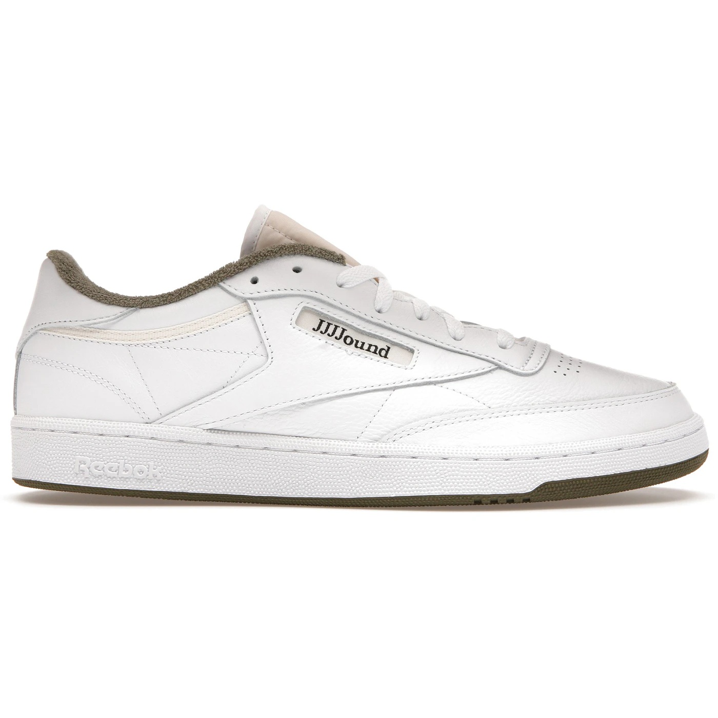 Reebok Club C JJJJound White Olive 2 Reebok Club C JJJJound White Olive 1