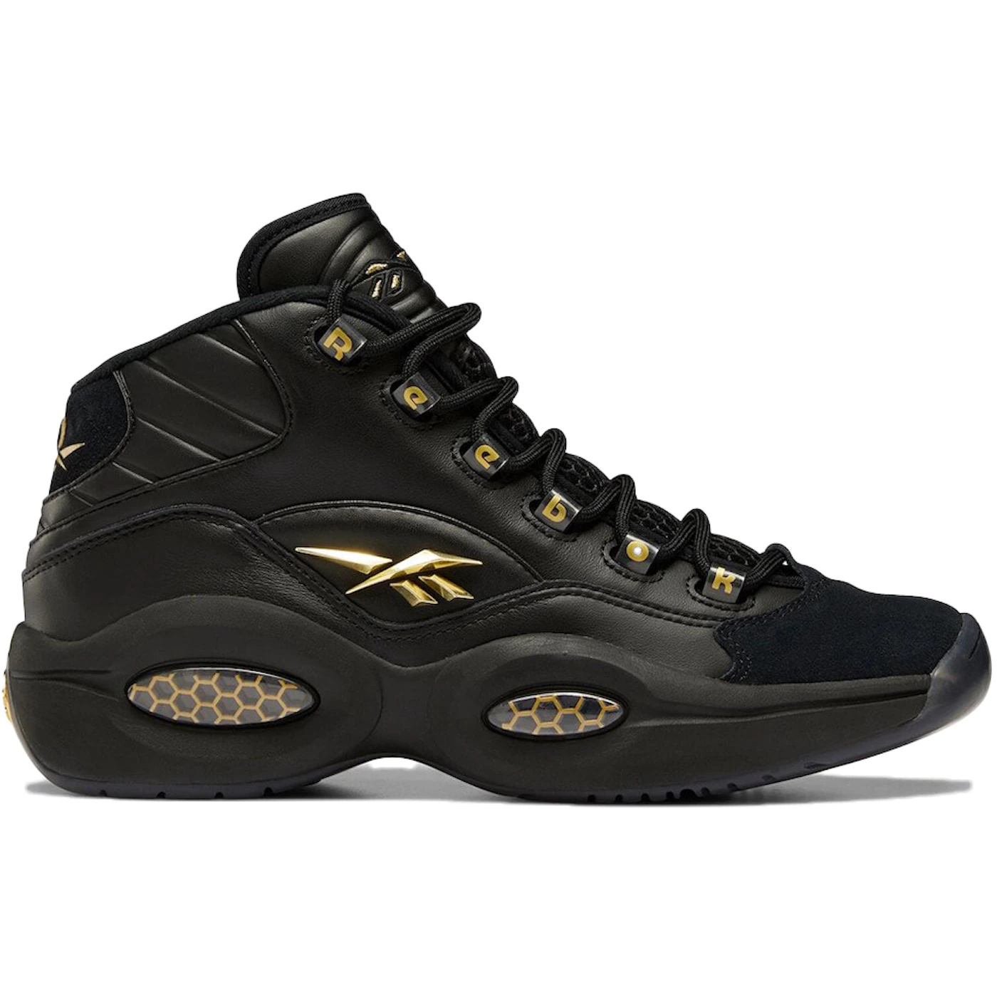 Reebok Question Mid Black Gold 3 Reebok Question Mid Black Gold
