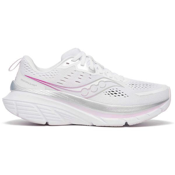 Saucony Guide 18 White Fuchsia (Womens)