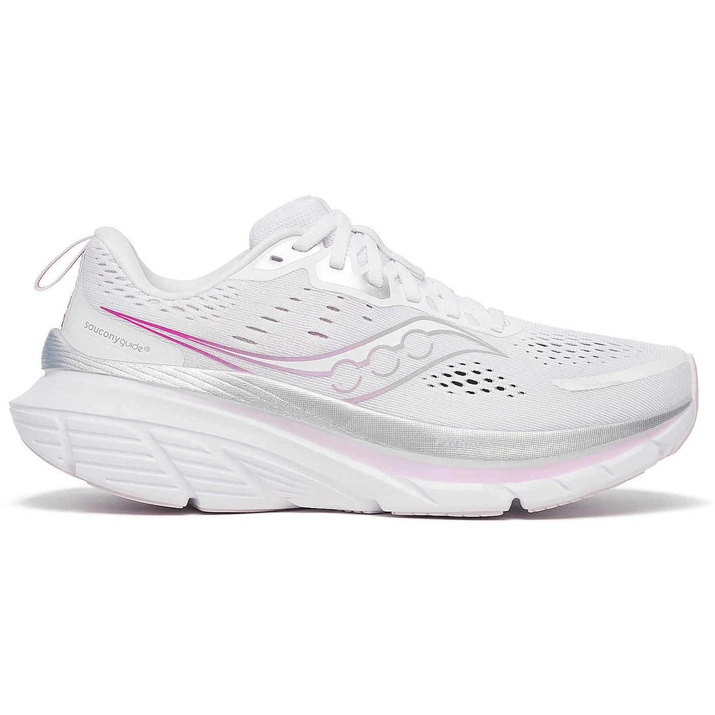Saucony Guide 18 White Fuchsia (Womens) 2 Saucony Guide 18 White Fuchsia Womens 2