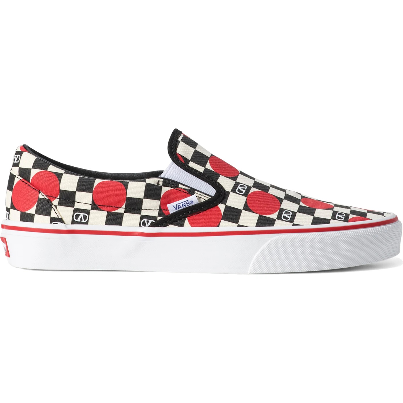 Vans Classic Slip-On Valentino Garavani Checkerboard Big Dots Black White Red 3 Vans Classic Slip-On Valentino Garavani Checkerboard Big Dots Black White Red