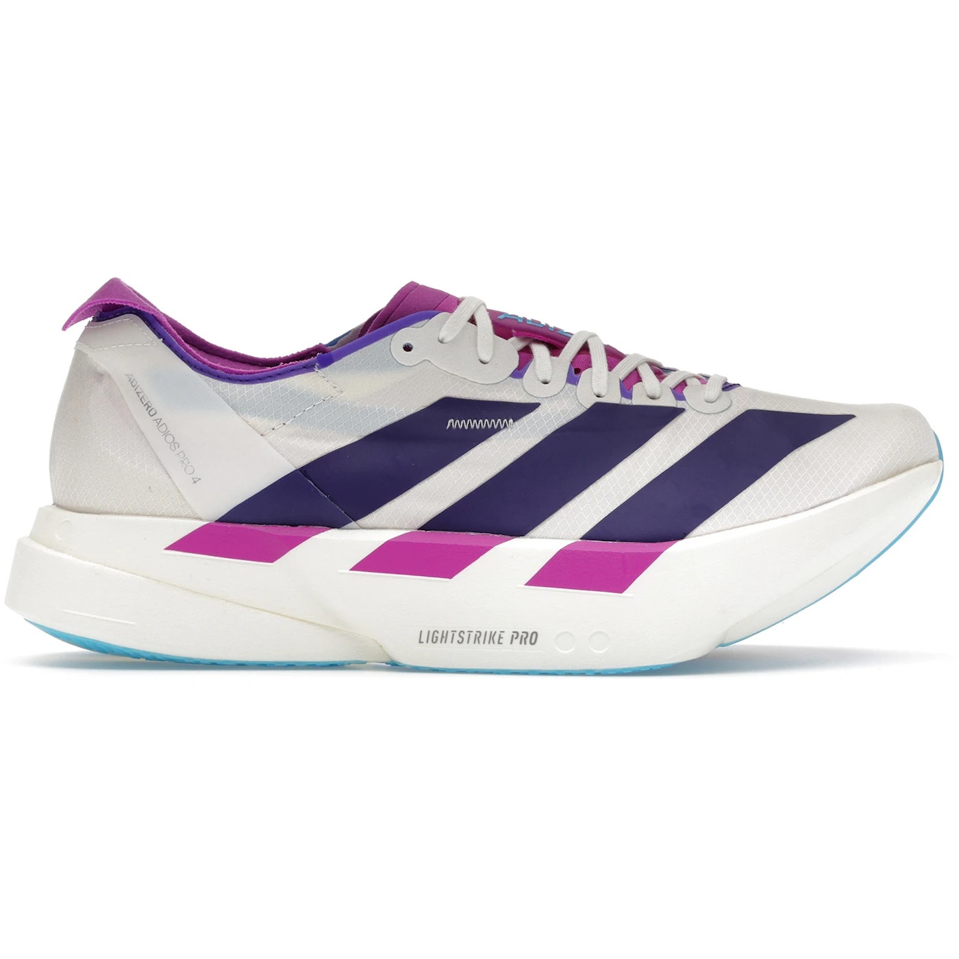 adidas Adizero Adios Pro 4 White Purple Semi Blue Burst (Womens) 2 adidas Adizero Adios Pro 4 White Purple Semi Blue Burst Womens 2
